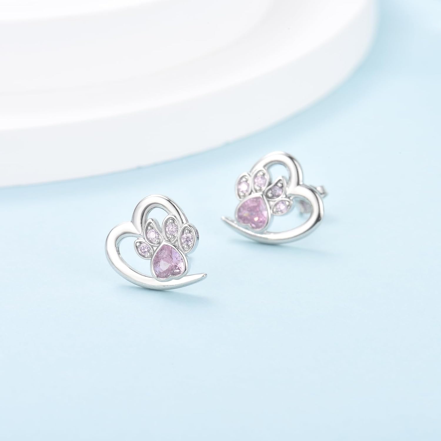 Pendientes con huellas de pata y corazón – Joyería para amantes de las mascotas