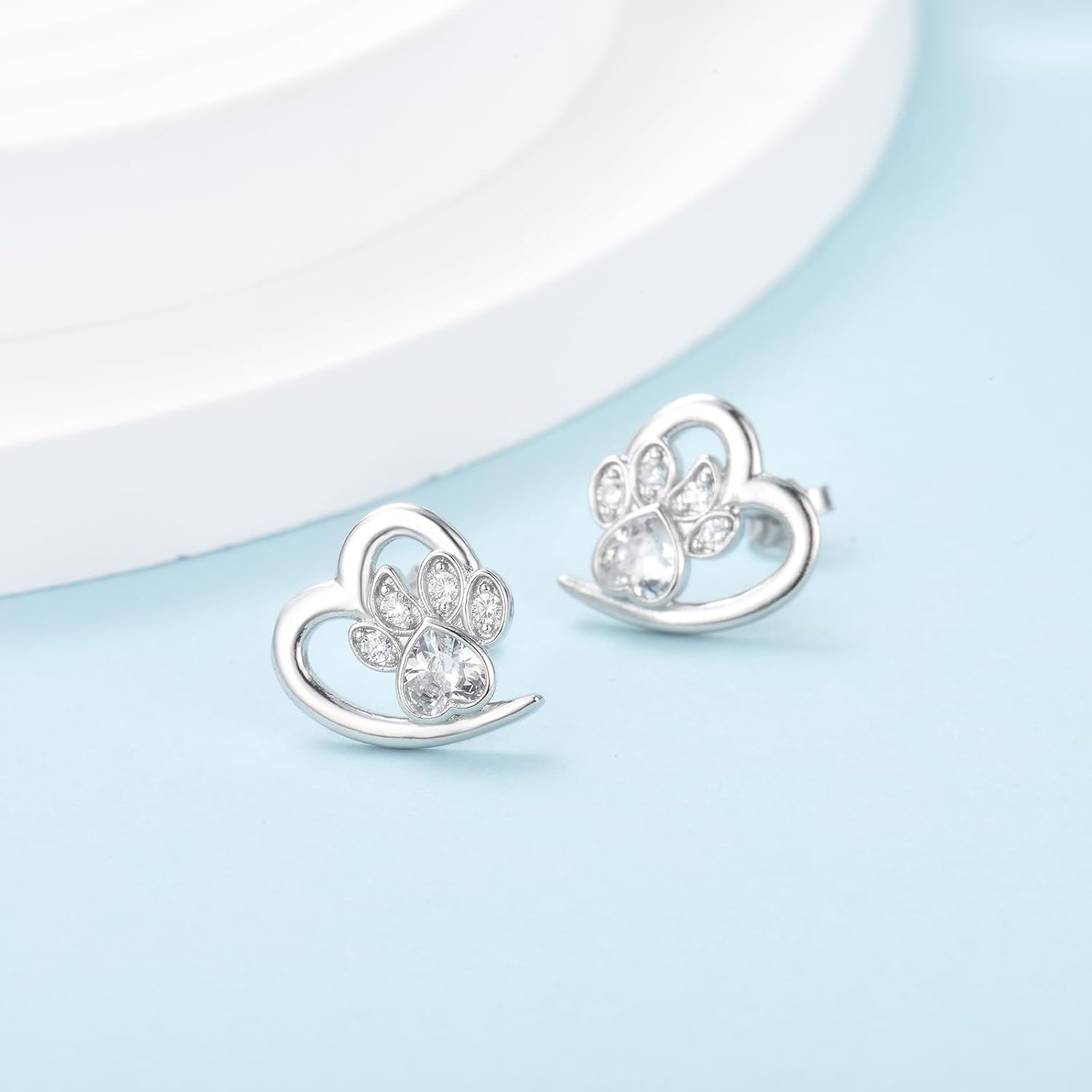 Pendientes con huellas de pata y corazón – Joyería para amantes de las mascotas