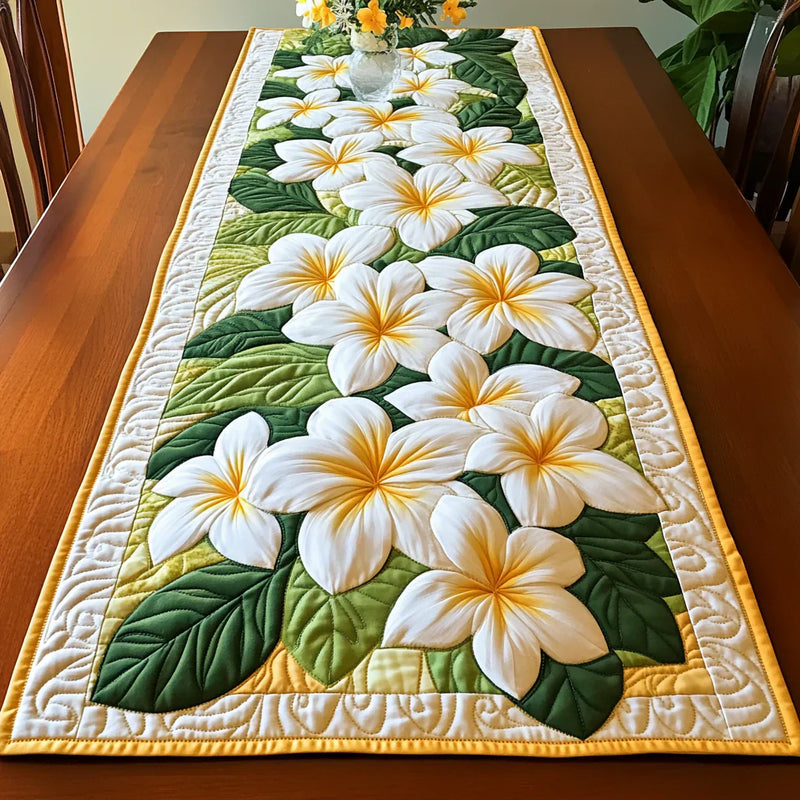 Camino de Mesa Acolchado - Flores de Frangipani